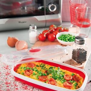 Snips Microwave Cookware Egg Poacher and Omelet Maker, Red