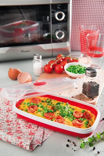 Snips Microwave Cookware Egg Poacher and Omelet Maker, Red