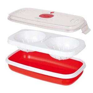 Snips Microwave Cookware Egg Poacher and Omelet Maker, Red