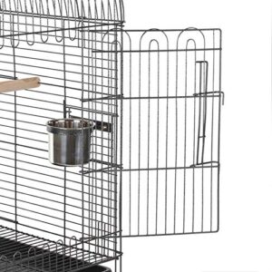 IKAYAA Large Bird Cage, Bird Cage for Parakeets, Cockatiel Cage, Parrot Cage, Medium Dome Open Top Bird Cage for Parrots, with Stainless Steel Bowl & Lockable Wheels