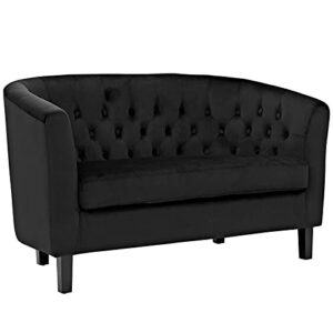 modway prospect velvet upholstered contemporary modern loveseat in black