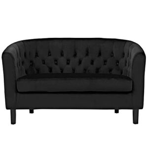 Modway Prospect Velvet Upholstered Contemporary Modern Loveseat In Black