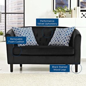 Modway Prospect Velvet Upholstered Contemporary Modern Loveseat In Black