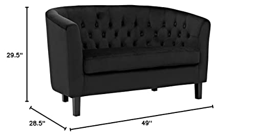 Modway Prospect Velvet Upholstered Contemporary Modern Loveseat In Black