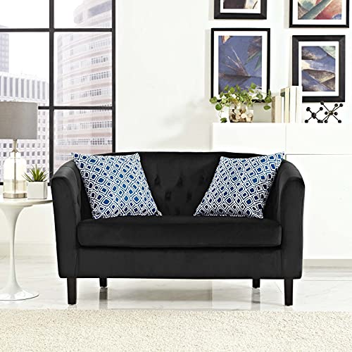 Modway Prospect Velvet Upholstered Contemporary Modern Loveseat In Black