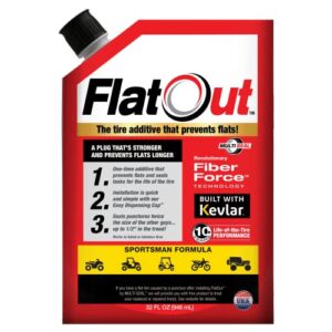 flatout tire sealant sportsman formula - prevent flat tires, seal leaks, contains kevlar, 32-ounce bag, 1-pack