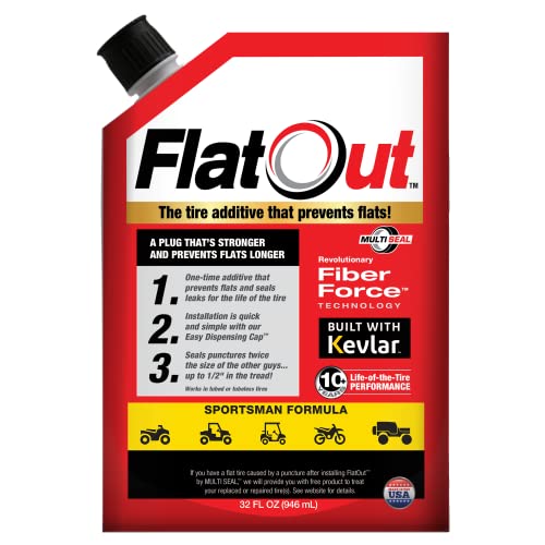 FlatOut Tire Sealant Sportsman Formula - Prevent Flat Tires, Seal Leaks, Contains Kevlar, 32-Ounce Bag, 1-Pack