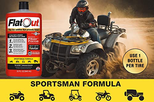 FlatOut Tire Sealant Sportsman Formula - Prevent Flat Tires, Seal Leaks, Contains Kevlar, 32-Ounce Bag, 1-Pack