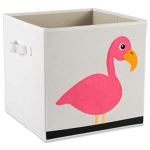 E-Living Store Collapsible Storage Bin Cube for Bedroom, Nursery, Playroom and More 13x13x13" - Flamingo