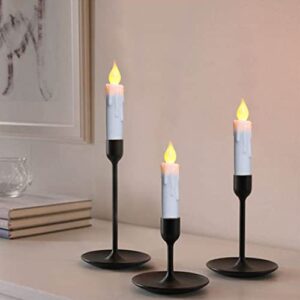 CVHOMEDECO. Flickering Taper Candles LED Drip Flameless Candles, Battery Operated with Timer, White, 4-3/4 Inch, Set of 6