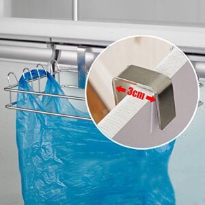 Mural Art Stainless Steel Trash Rack Garbage Bag Holder Door Back Type Multi-functional Kitchen Hook Hang Dishcloth After the Cabinet Door Frame