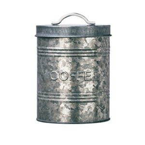 amici home rustic kitchen coffee metal canister | galvanized metal storage container with handle | 76 ounce capacity | coffee canister with lid for kitchen countertop