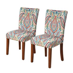 homepop parsons classic upholstered accent dining chair, set of 2, colorful paisley