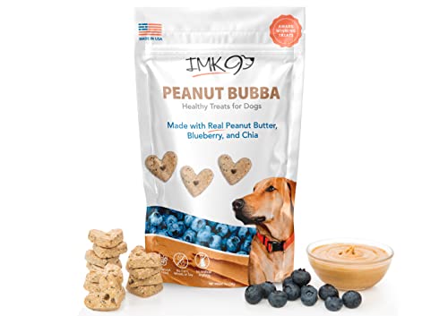 All Natural Puppy Peanut Butter Training Treats - Low Calorie Dog Treats – Low Fat Diet for Pets - Vegetarian, Baked, Crunchy Biscuits - Heart Shaped, Healthy Fiber, No Grain-Gluten, Made in USA