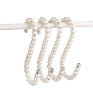 RuiLing 5-Pack White Pearl Beads Hanging S Hooks S Shape Non-Slip Ornament Hook- S Shaped Creativity S Hooks, for Closets, Wardrobe, Clothing Shop, Shopping Mall