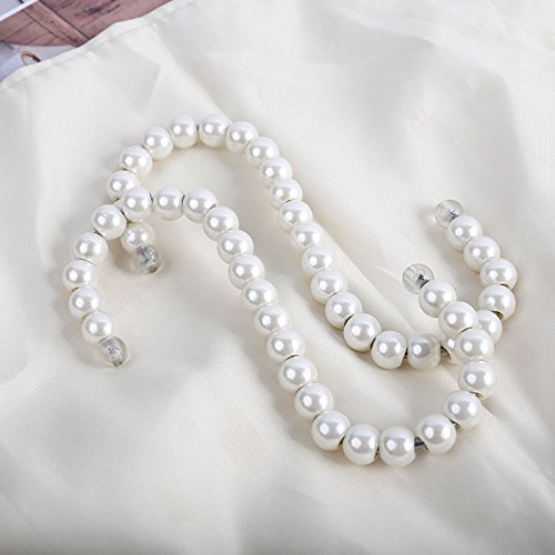 RuiLing 5-Pack White Pearl Beads Hanging S Hooks S Shape Non-Slip Ornament Hook- S Shaped Creativity S Hooks, for Closets, Wardrobe, Clothing Shop, Shopping Mall