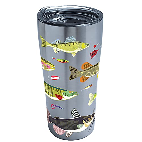 Tervis Triple Walled Freshwater Fish and Lures Insulated Tumbler Cup Keeps Drinks Cold & Hot, 20oz Legacy, Stainless Steel