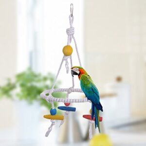 pet bird indoor toy swing hanging wood rope toy cage supplies parrot parakeet budgie cockatiel hammock cage toy natural cotton rope toy