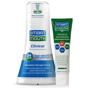 smartmouth clinical dds activated mouthwash & toothpaste, bad breath, bleeding gums support