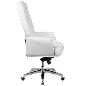 Flash Furniture Hansel High Back Traditional Tufted White LeatherSoft Multifunction Executive Swivel Ergonomic Office Chair with Arms