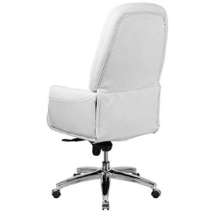 Flash Furniture Hansel High Back Traditional Tufted White LeatherSoft Multifunction Executive Swivel Ergonomic Office Chair with Arms