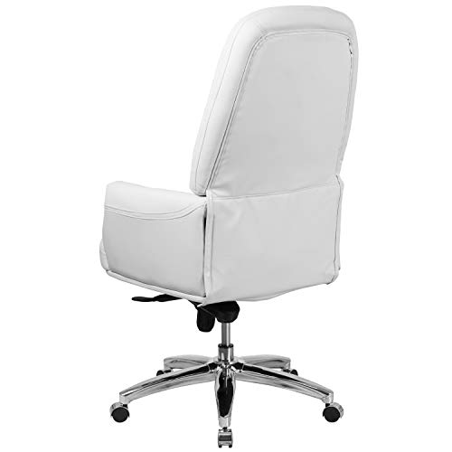 Flash Furniture Hansel High Back Traditional Tufted White LeatherSoft Multifunction Executive Swivel Ergonomic Office Chair with Arms