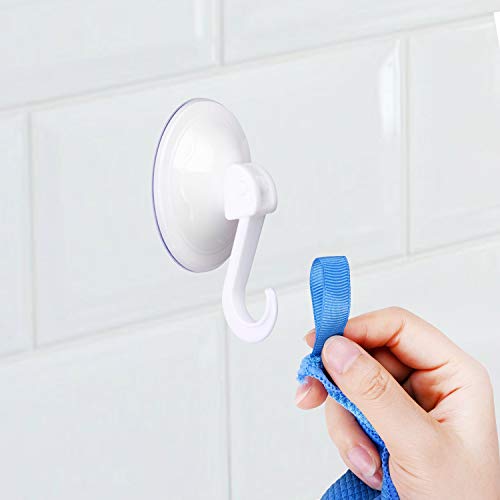 Suction Cup Hooks, Pack of 12 - Locking System - Extra Strong Vacuum Suction Power - Ideal Kitchen or Bathroom Hangers - for Towels, Bathrobes, Coats, Pans, Tools, etc. - No Drilling, Screws or Glue.