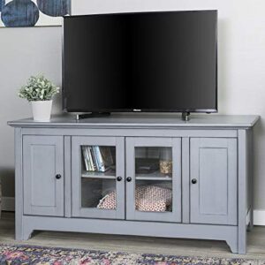 walker edison wood universal tv stand with storage cabinets for tv's up to 58" flat screen living room entertainment center, 52 inch, grey