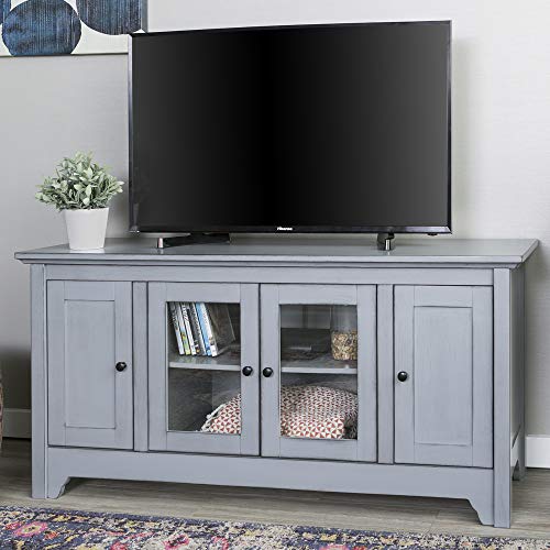 Walker Edison Wood Universal TV Stand with Storage Cabinets for TV's up to 58" Flat Screen Living Room Entertainment Center, 52 Inch, Grey