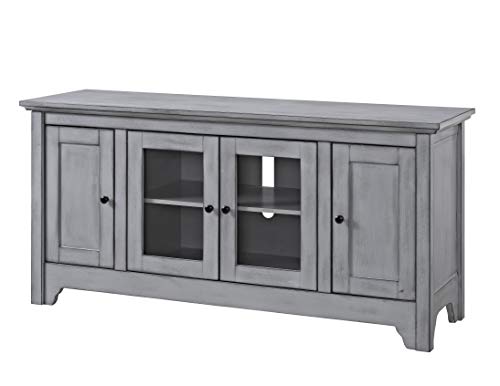 Walker Edison Wood Universal TV Stand with Storage Cabinets for TV's up to 58" Flat Screen Living Room Entertainment Center, 52 Inch, Grey