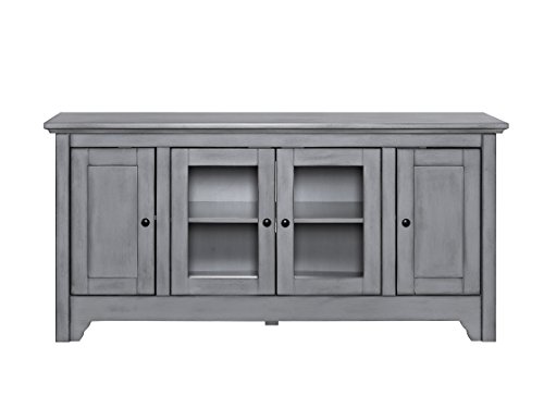 Walker Edison Wood Universal TV Stand with Storage Cabinets for TV's up to 58" Flat Screen Living Room Entertainment Center, 52 Inch, Grey