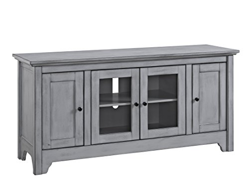 Walker Edison Wood Universal TV Stand with Storage Cabinets for TV's up to 58" Flat Screen Living Room Entertainment Center, 52 Inch, Grey