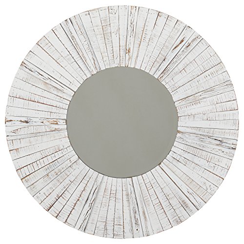 Amazon Brand – Stone & Beam Driftwood Mirror, 36" H, Distressed White