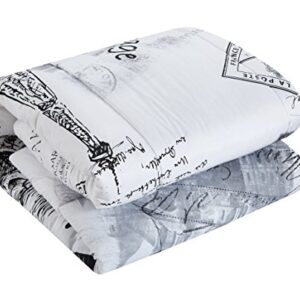 Casa J'Adore Paris 5 Piece Comforter Set, Full/Queen, Black and White