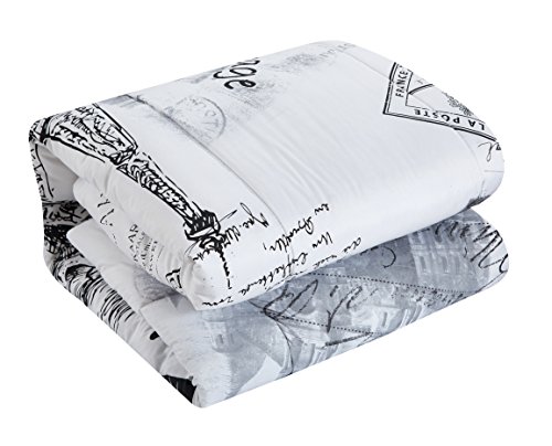 Casa J'Adore Paris 5 Piece Comforter Set, Full/Queen, Black and White