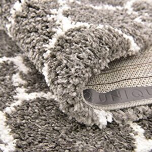 Unique Loom Rabat Shag Collection Area Rug - Marble (5' 1" x 8' Rectangle, Gray/ Ivory)