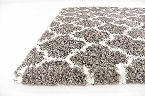 Unique Loom Rabat Shag Collection Area Rug - Marble (5' 1" x 8' Rectangle, Gray/ Ivory)