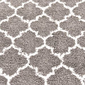 Unique Loom Rabat Shag Collection Area Rug - Marble (5' 1" x 8' Rectangle, Gray/ Ivory)