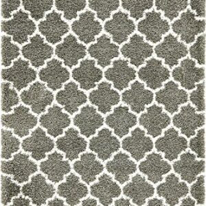 Unique Loom Rabat Shag Collection Area Rug - Marble (5' 1" x 8' Rectangle, Gray/ Ivory)