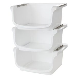home-x - small nesting and stackable storage bins, set of 3 (storage area 10"l x 8"w x 5.75"h)