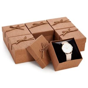 6 pack small gift boxes with lids and velvet pillow for jewelry, presents, bracelets, necklaces (3.7 x 3.6 x 2.3 in)