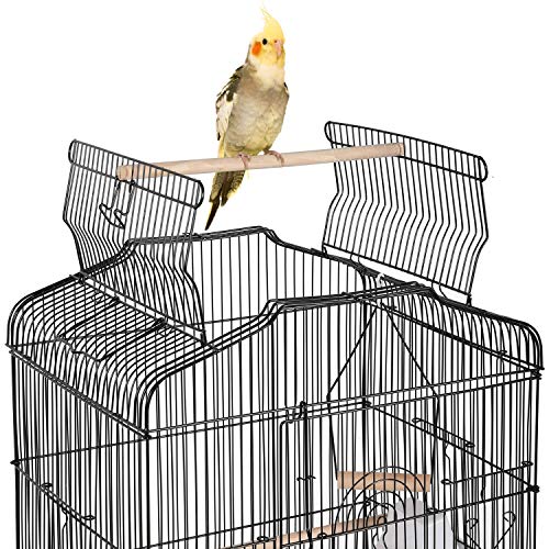 Yaheetech Open Play Top Medium Size Quaker Parrot Bird Cage Cockatiel Indian Ring Neck Sun Parakeet Green Cheek Conures Lovebirds Budgies Canary Finch Parrotlet Portable Bird Cage，Black