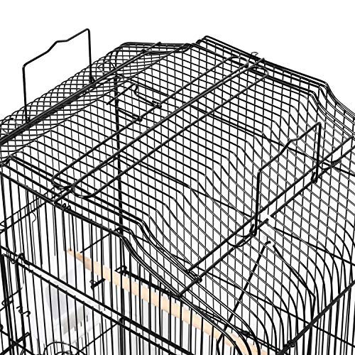 Yaheetech Open Play Top Medium Size Quaker Parrot Bird Cage Cockatiel Indian Ring Neck Sun Parakeet Green Cheek Conures Lovebirds Budgies Canary Finch Parrotlet Portable Bird Cage，Black