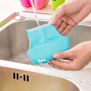 2 Pack Sponge Holder for Double-Sink, FineGood Saddle Caddy Brush Soap Organizer Storage Kitchen Bathroom Plastic Basket - Blue, Green