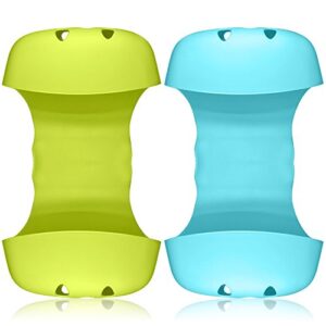 2 Pack Sponge Holder for Double-Sink, FineGood Saddle Caddy Brush Soap Organizer Storage Kitchen Bathroom Plastic Basket - Blue, Green
