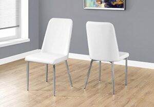 monarch specialties i 2 piece dining chair-2pcs leather-look/chrome, 18"l x 16.5"d x 37"h, white