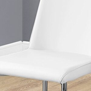 Monarch Specialties I 2 Piece Dining CHAIR-2PCS Leather-Look/Chrome, 18"L x 16.5"D x 37"H, White