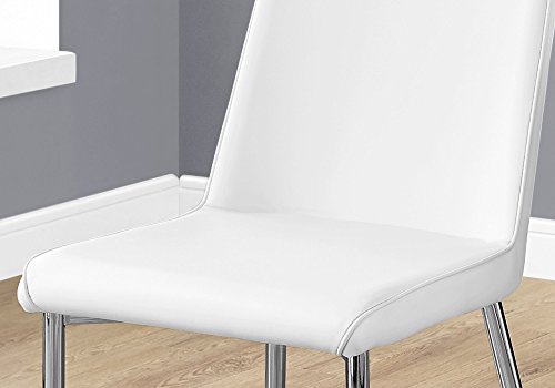 Monarch Specialties I 2 Piece Dining CHAIR-2PCS Leather-Look/Chrome, 18"L x 16.5"D x 37"H, White
