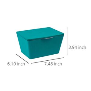 WENKO, Petrol, Decorative Box Organization, Container for Bathroom Storage, Small Basket with Lid, 7.48 x 3.94 x 6.10 in, 7.5 x 3.9 x 6.1 inch