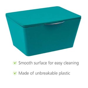 WENKO, Petrol, Decorative Box Organization, Container for Bathroom Storage, Small Basket with Lid, 7.48 x 3.94 x 6.10 in, 7.5 x 3.9 x 6.1 inch